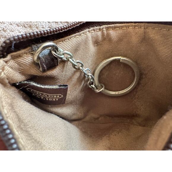 Coach Big Leather Brown Wristlet Key Chain - Picture 2 of 3